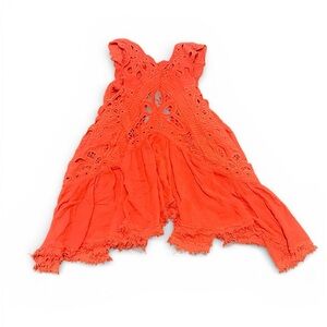 Free People Orange Lace Tank Top